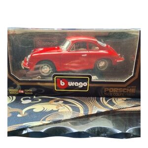 Burago Red Porsche 356B Coupe Model Car